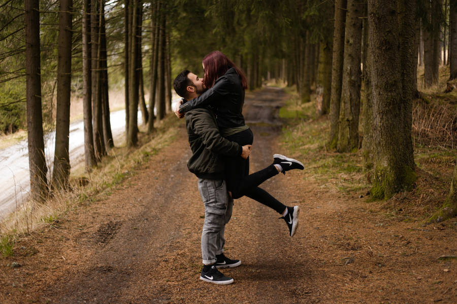 Couple Hugging Catcher Hug By Trees Wallpaper