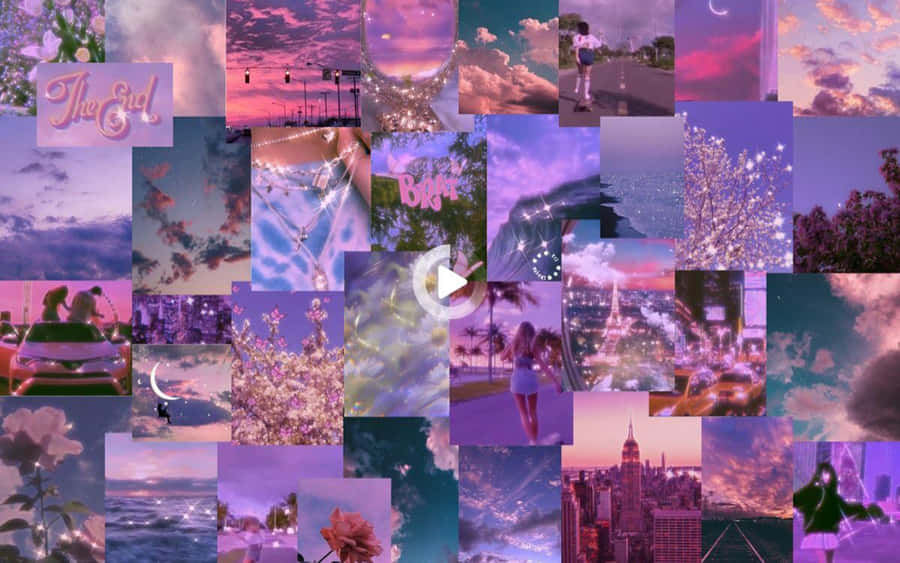 Download Free Creative Aesthetic Collage In Shades Of Purple Wallpaper 