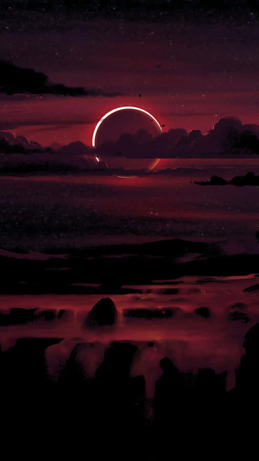 Crescent Moonset Over Water Wallpaper