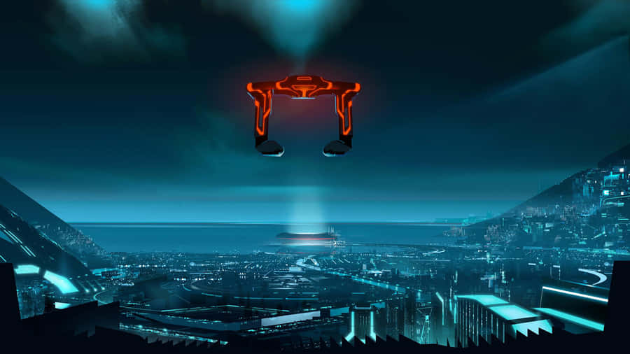 Cruise Through The Mesmerizing Cybercity Of Tron Wallpaper