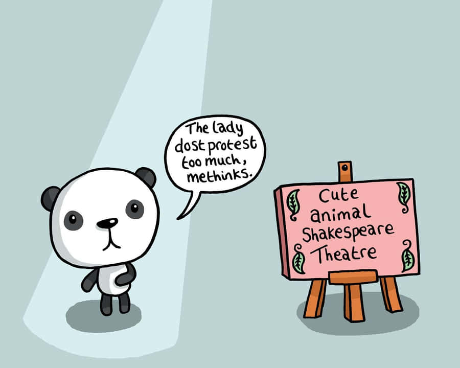 Cute Animals Cartoon Panda With Board Wallpaper