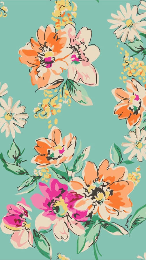 Cute Floral Digital Watercolor Painting Wallpaper