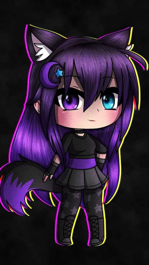 Download free Cute Gacha Life Purple Wolf Girl Wallpaper - MrWallpaper.com