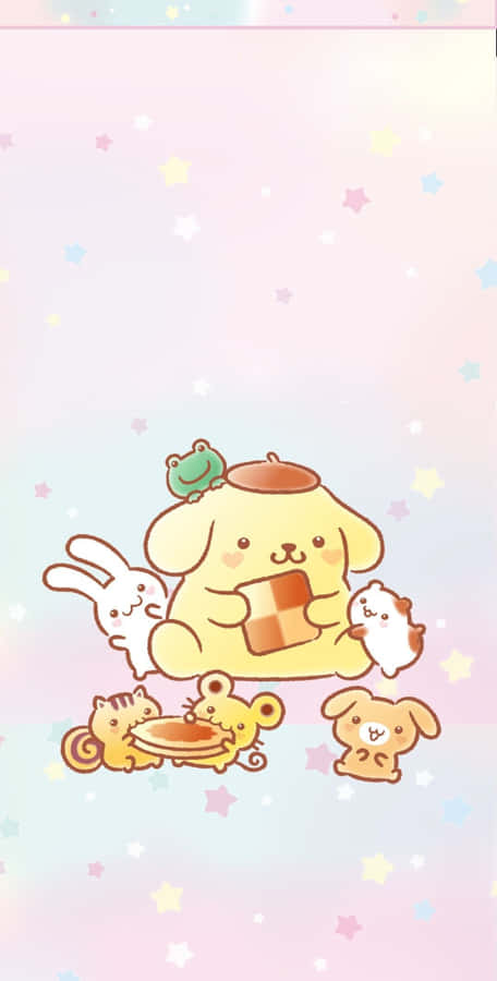 Cute Kawaii Japanese Characters Enjoying Themselves In A Lively Cityscape Scene Wallpaper