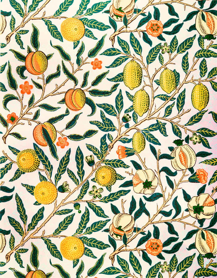 Cute Leaves With Fruits And Flowers Wallpaper