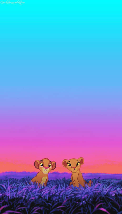 Cute Lion King Characters Simba And Nala Wallpaper