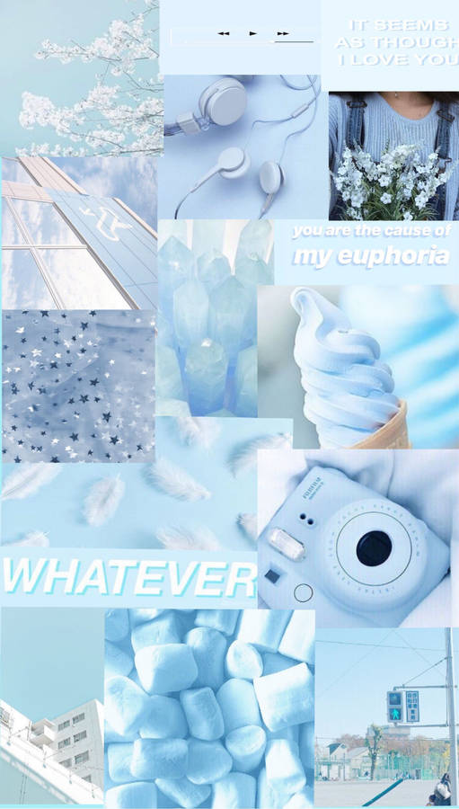 Download free Cute Pastel Blue Aesthetic Collage Wallpaper ...