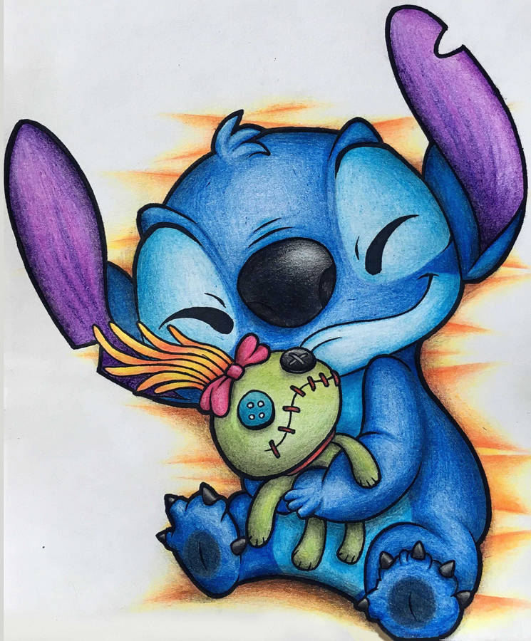 Download free Cute Stitch Hugs Scrump Wallpaper - MrWallpaper.com