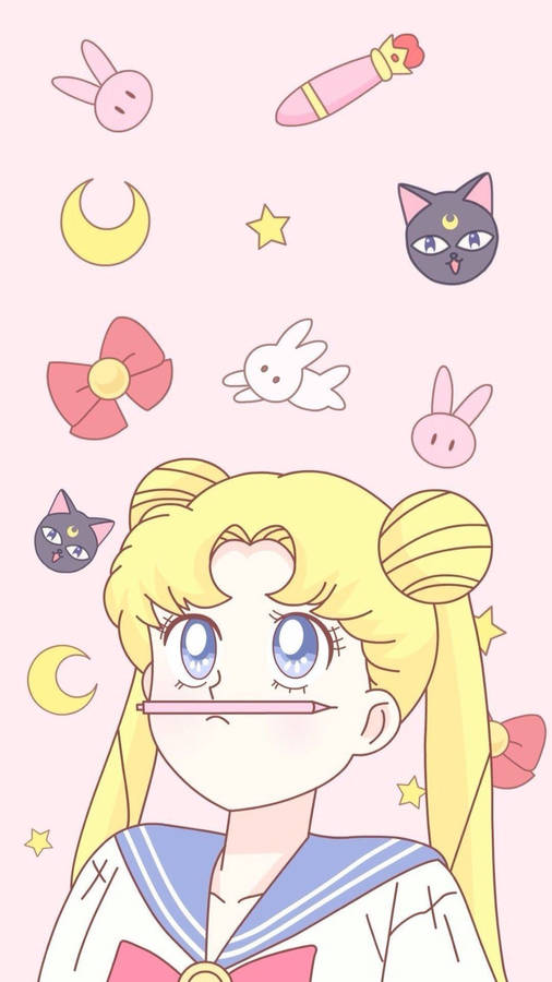 Download free Cute Usagi Balancing Pencil Sailor Moon Iphone Wallpaper ...