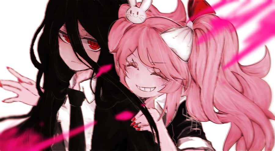 Danganronpa 2 Goodbye Despair Junko Izuru Hugging Wallpaper