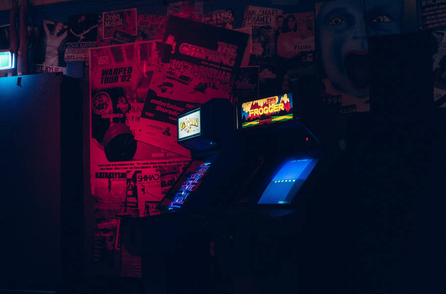 Dark Aesthetic Arcade With Neon Lights wallpaper 