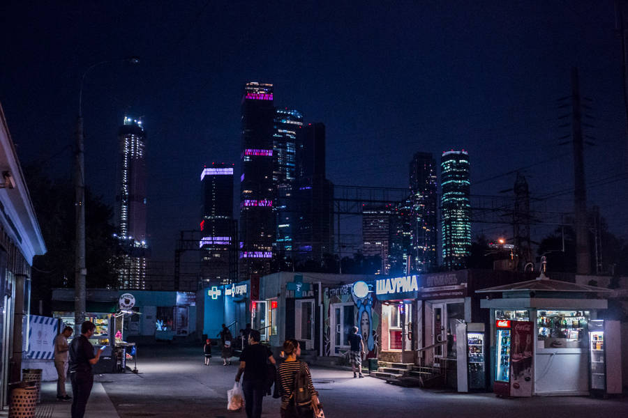 Dark Aesthetic City Street With Lights Wallpaper