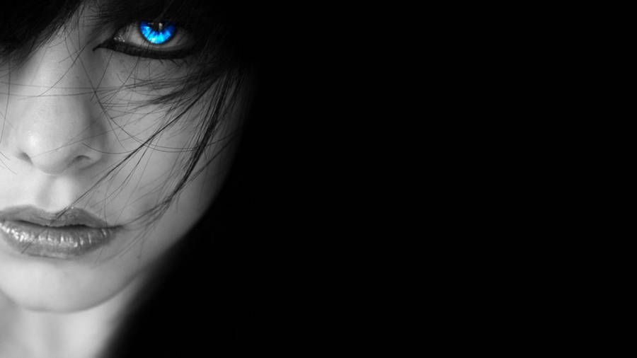 Dark Aesthetic Woman With Blue Eye wallpaper 