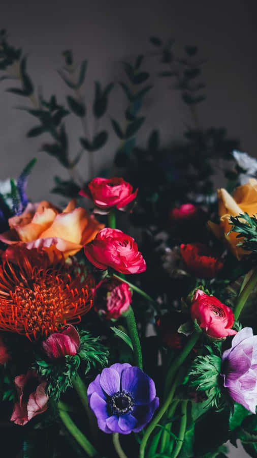 Dark Floral Arrangement Shadow Wallpaper