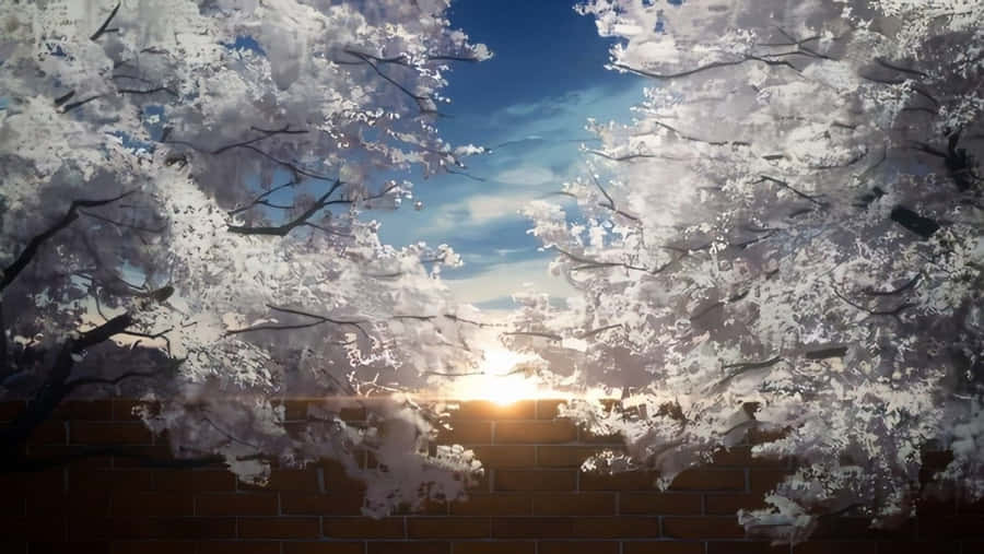 Demon Slayer Scenery Winter Forest Trees Wallpaper