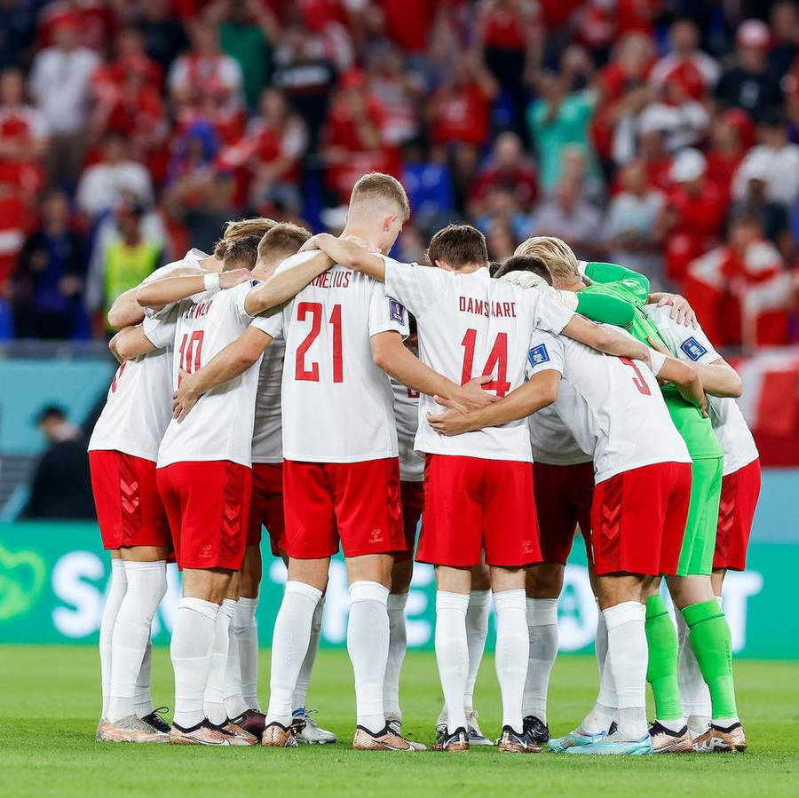 Denmark National Football Team Huddle Education City Stadium Wallpaper