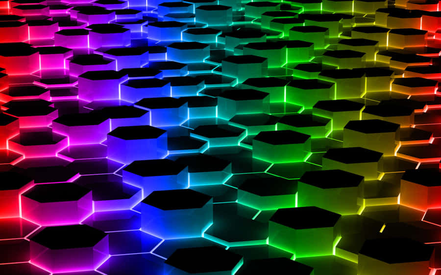 Digital Art Cool Colored Three-dimensional Hexagon Abstract Wallpaper