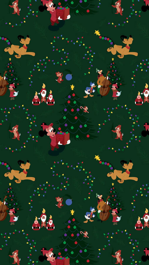 Disney Christmas Themed Poster Wallpaper