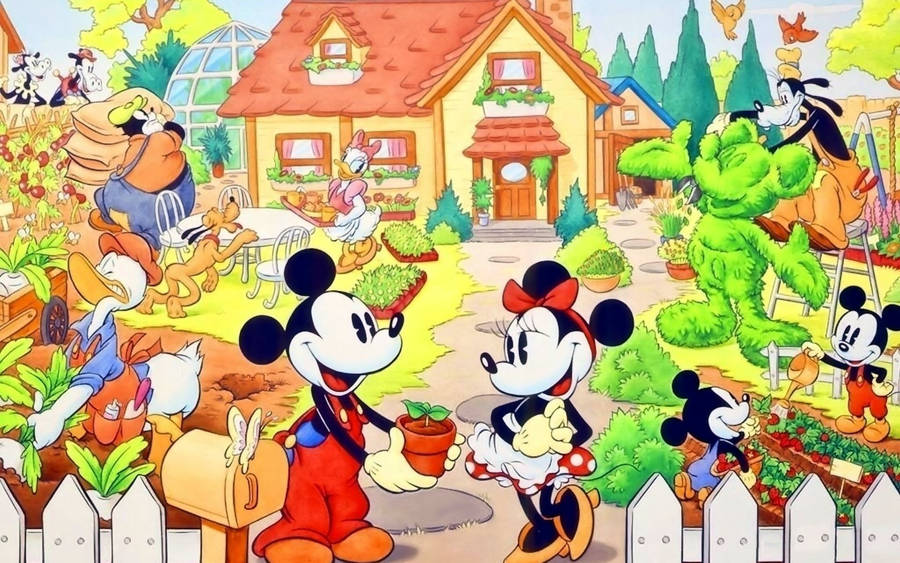 Disney Mickey Mouse village wallpaper