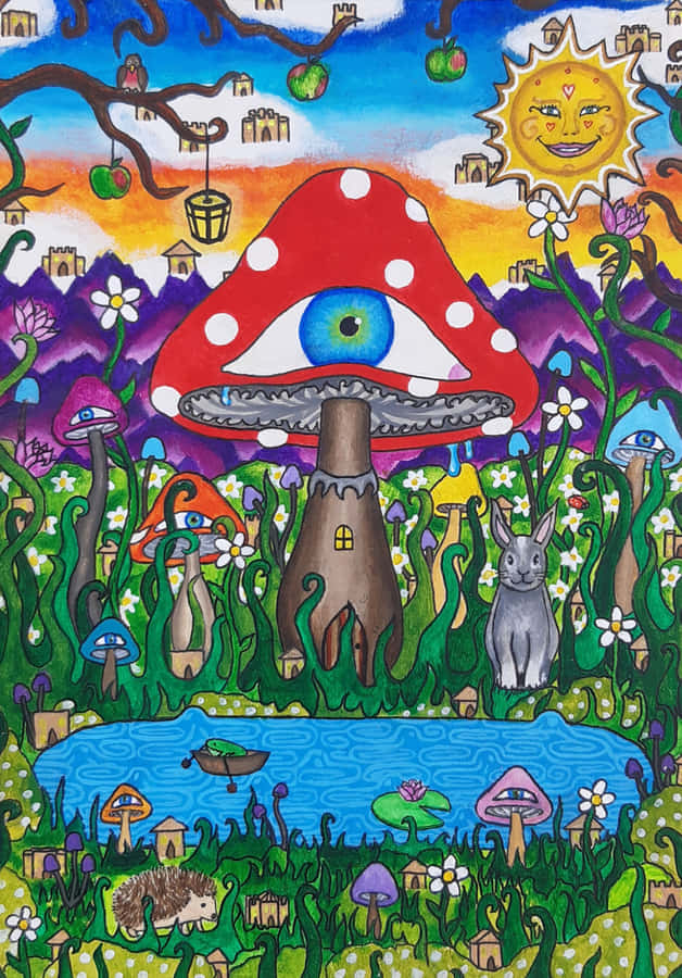 Dive Into A Vibrant World Of Psychedelic Wonder. Wallpaper