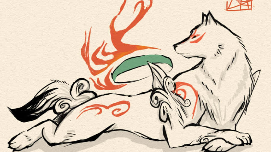 Dog Drawing Fire In Mouth Okami Hd Wallpaper