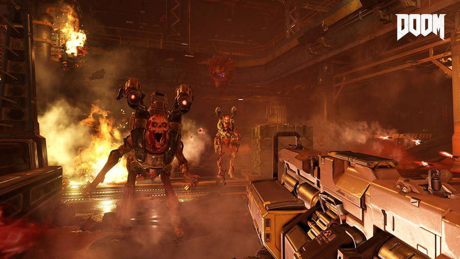 Doom Eternal View Of Fodder Enemies Wallpaper