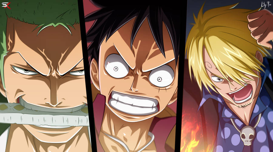 Download Luffy Zoro Sanji Classic Photo Mobile Wallpaper | Wallpapers.com