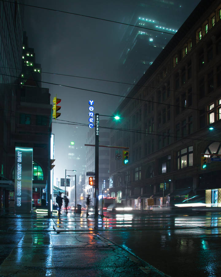 Downtown Yonge City Night Wallpaper