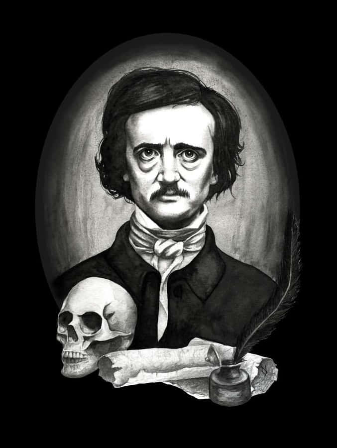 Download free Edgar Allan Poe Portraitwith Skulland Quill Wallpaper ...