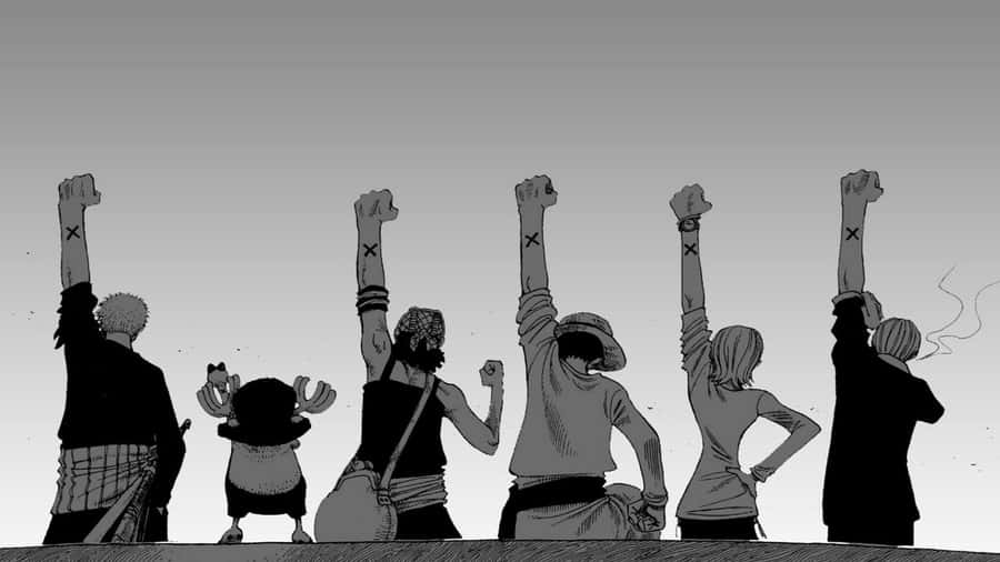 Eiichiro Oda's Iconic Creation - Luffy Black And White Wallpaper