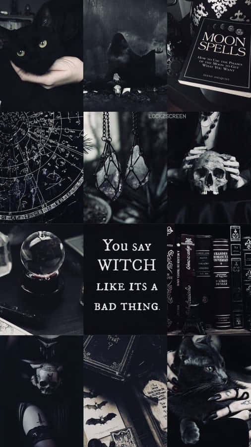 Enchanting Witch Aestetics In Colorful Halloween Costume Wallpaper