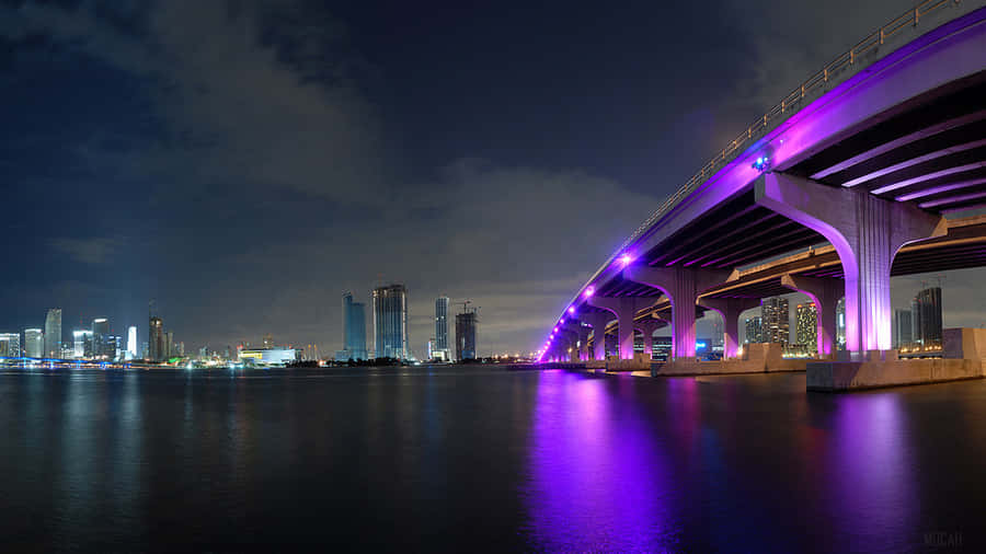 Enjoy The Magnificent View Of Miami's Skyline. Wallpaper