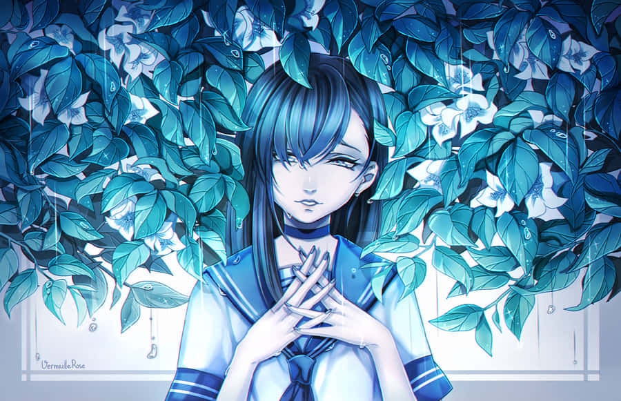 Enjoy This Amazing Blue And Purple Anime Background - Your Perfect Digital Escape Wallpaper