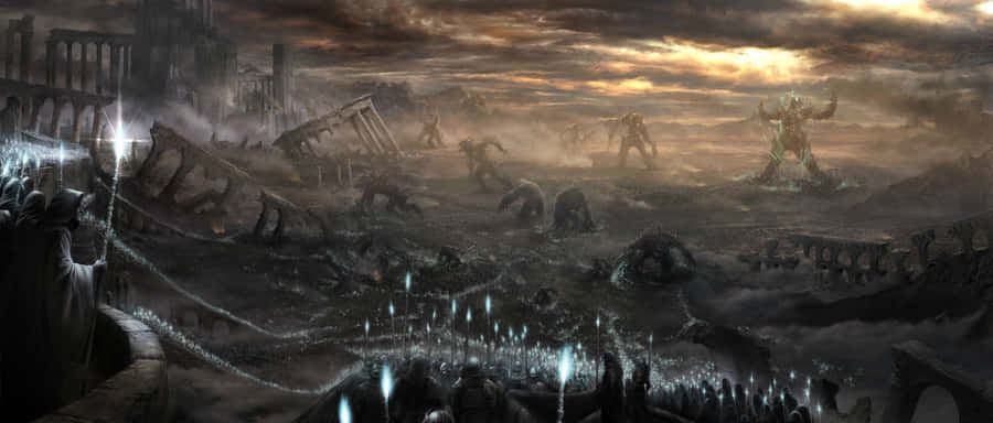 Epic Battle - Heroes And Villains Rise Up Wallpaper