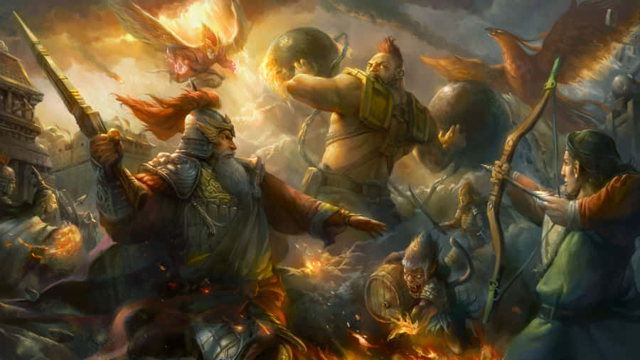 Epic Battle Men And Fire Wallpaper