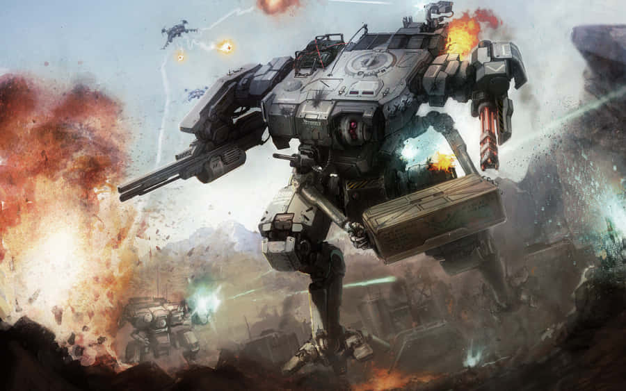 Epic Battle Of Mech Warriors In Battletech Universe Wallpaper