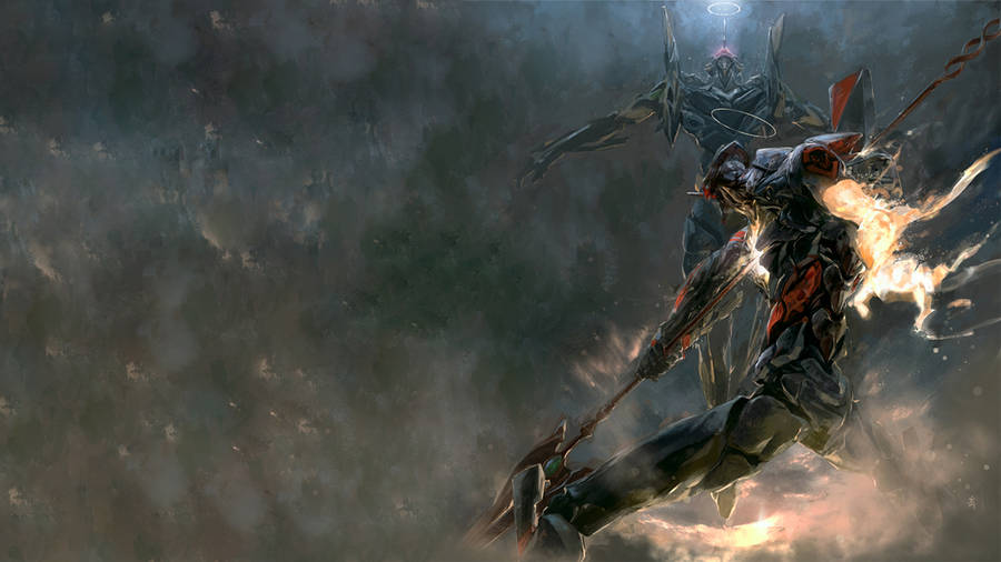 Evangelion Fighting Mechas Wallpaper