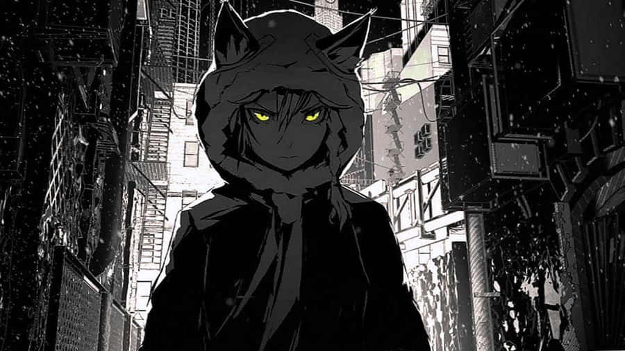 Excited Black Anime Boy Runs Towards Adventure Wallpaper