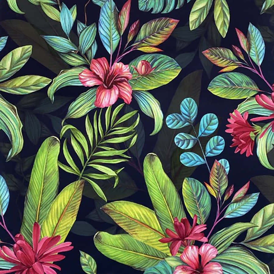 Exotic Flower Wallpaper - Removable Wallpaper - Tropical Plants and Flower  Wallpaper - Exotic Wall Sticker - Tropical Wallpaper