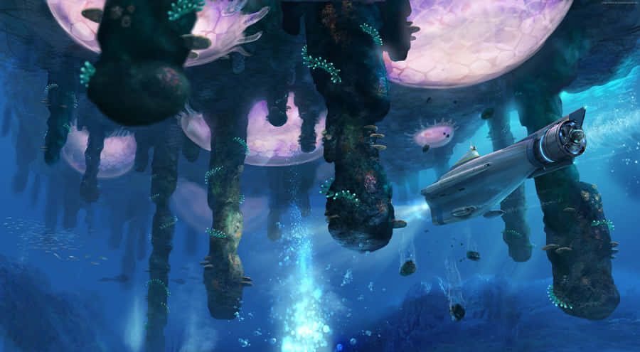 Explore The Depths Of The Alien Underwater World Of Subnautica 4k Wallpaper