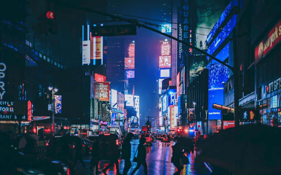 Exploring The Neon City – An Aesthetic Adventure Wallpaper