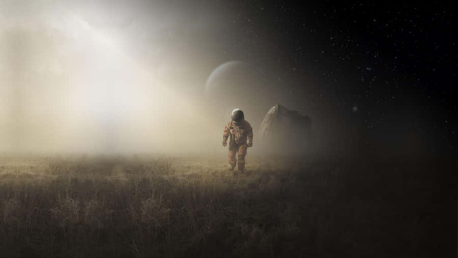 Exploring The Universe - An Astronaut In Outer Space Wallpaper