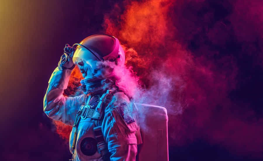 Explosions Of Colorful Smoke Create A Stunning Effect In The Night Sky Wallpaper