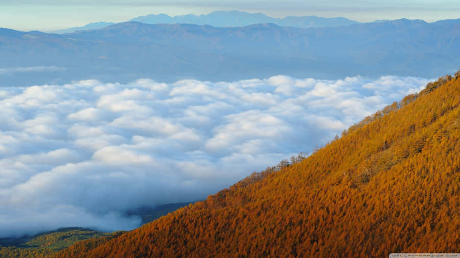 Fall Mountain With Clouds Wallpaper