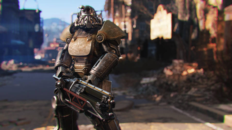 Fallout 4 Brotherhood Of Steel In Wrecked City Wallpaper