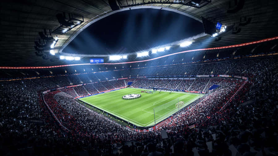 Fans Cheering During A Thrilling Soccer Match At The Stadium. Wallpaper