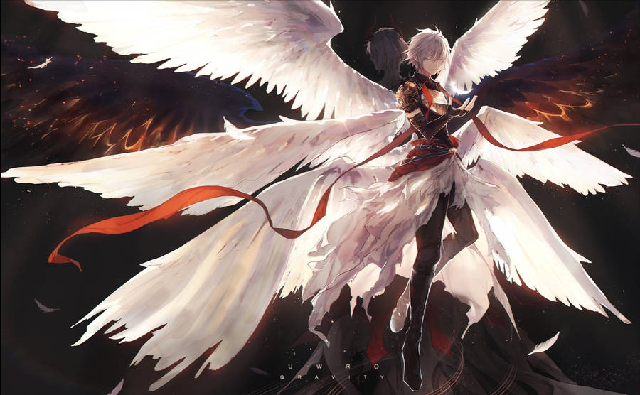 Girl, horns, daemon, wings, anime, HD phone wallpaper | Peakpx