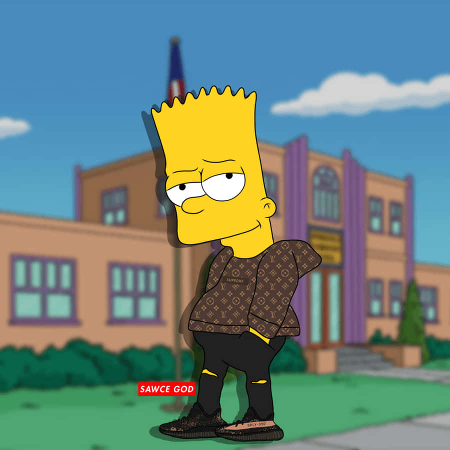 Feeling Cool And Stylish In This Bart Simpson Supreme Look! Wallpaper