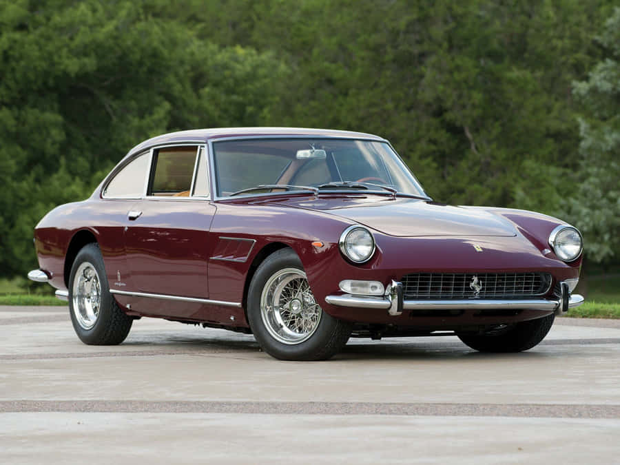 Ferrari 330 In Dark Red Color Wallpaper