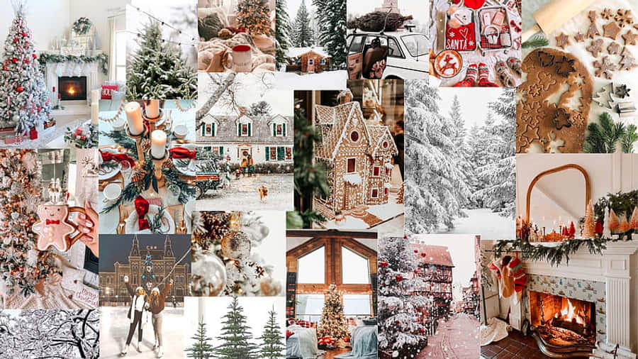 Festive White Christmas Mac Aesthetic Wallpaper